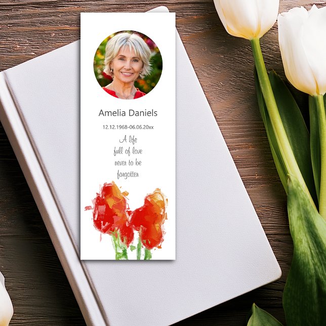 Red Tulip Funeral Bookmark (Creator Uploaded)