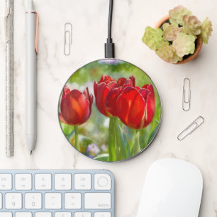 Red Tulip Garden Art Charger