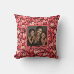 Red Tulip Garden Mom Motherhood Mother Birth Couch Throw Pillow