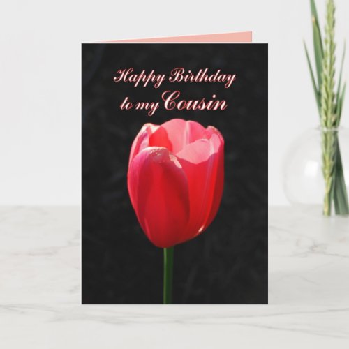 Red Tulip Happy Birthday Cousin Card