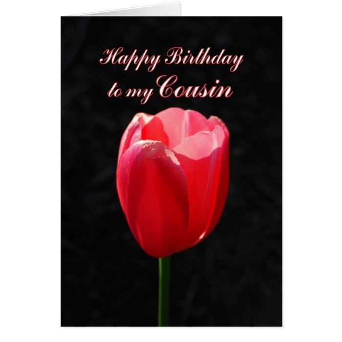 Red Tulip Happy Birthday Cousin Greeting Card