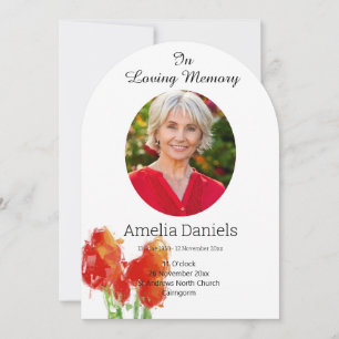 Red tulip In loving Memory Funeral Card