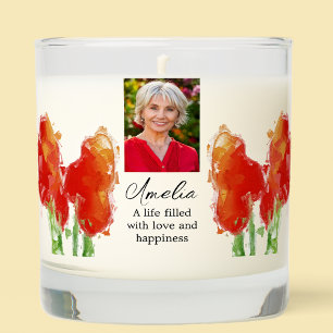 Red Tulip in Loving Memory Photo Scented Candle