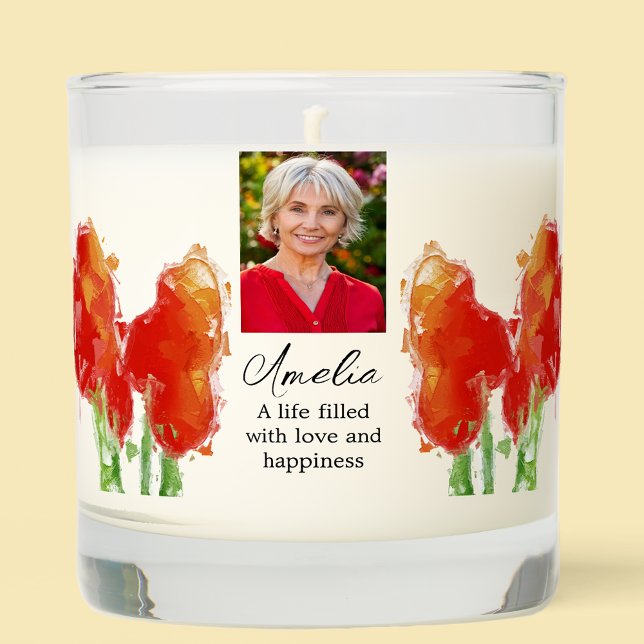 Red Tulip in Loving Memory Photo Scented Candle (Creator Uploaded)