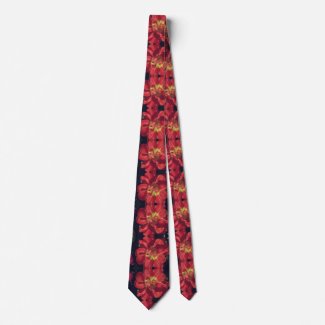 Red Tulip Leaves Neck Tie