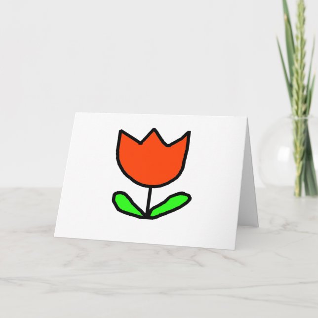 Red Tulip Letterpress Thank You Card (Front)