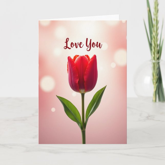 Red Tulip Love You Card (Front)