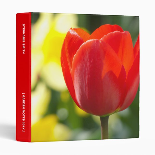 Red Tulip Personalized 3 Ring Binder (Front/Spine)