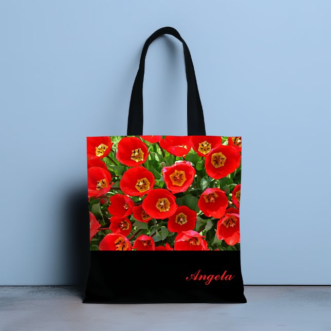 Red Tulip Personalized Tote Bag (Creator Uploaded)