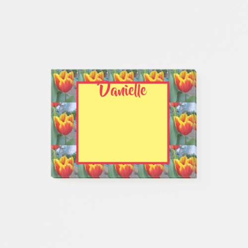 Red Tulip photo Womans Name Post It Notes