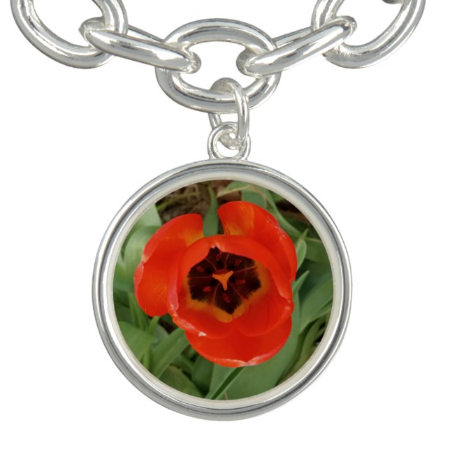 Red Tulip Silver Bracelet (Design)