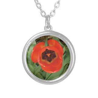 Red Tulip Silver Necklace