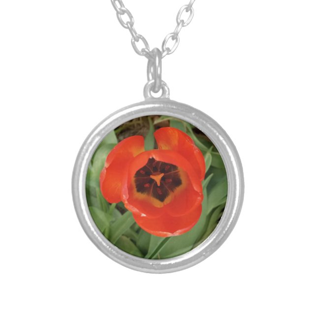 Red Tulip Silver Necklace (Front)