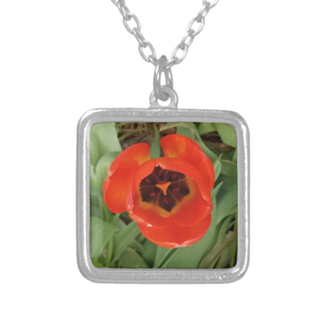 Red Tulip Silver Necklace (Front)