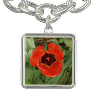 Red Tulip Siver Necklace Bracelet