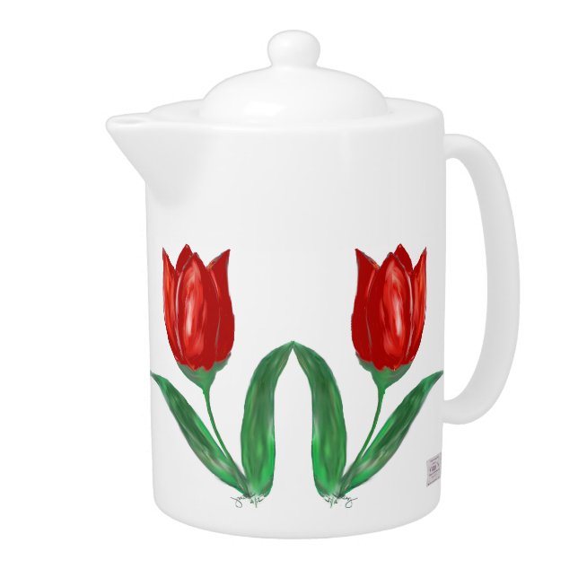 Red Tulip Teapot (Right)