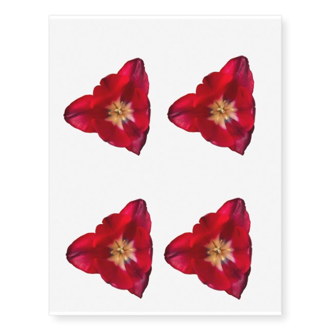 Red tulip temporary tattoos (Front)