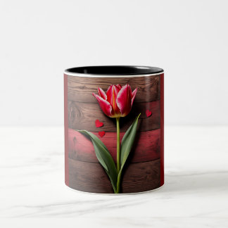 Red Tulip Two-Tone Coffee Mug