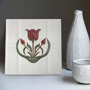 Red Tulip Wall Decor Art Nouveau Art Deco Gibbons Ceramic Tile