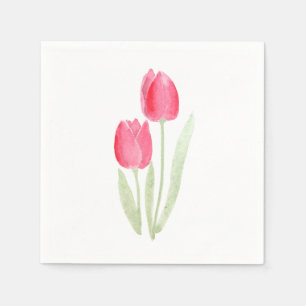 red tulip watercolor napkins