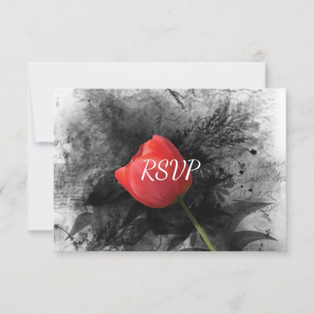 Red Tulip Wedding Reception RSVP Invitation (Front)
