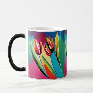 Red tulips abstract design color morph mug