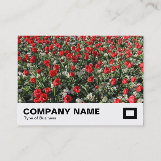 Red Tulips and Primroses Business Card (Front)