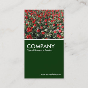 Red Tulips and Primroses - Dark Green Business Card