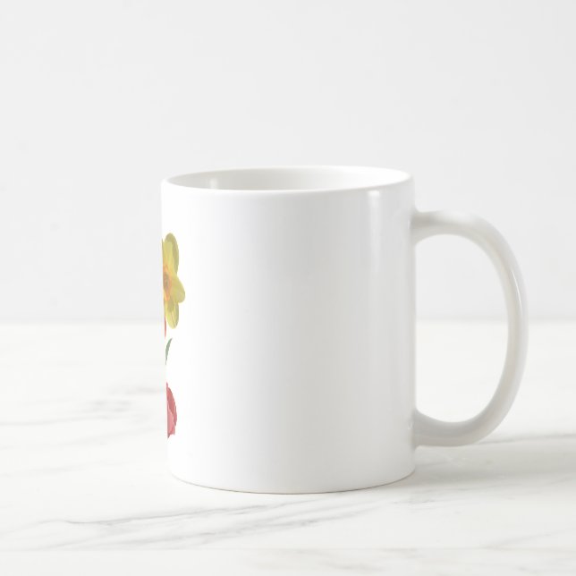Red tulips and yellow daffodil flowers coffee mug (Right)