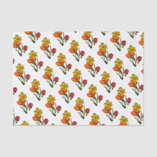 Red tulips and yellow daffodil flowers tissue paper