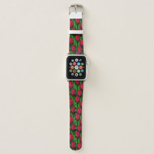 Red tulips apple watch band