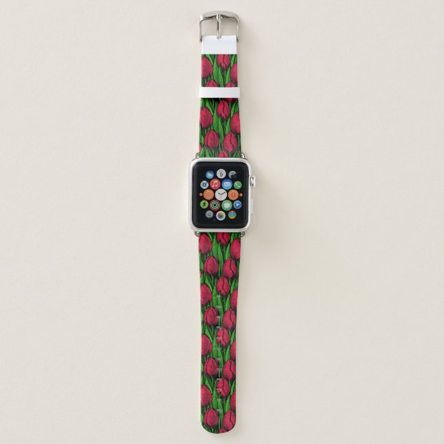 Red tulips apple watch band (Front)