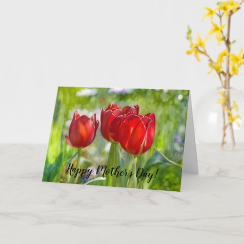 Red Tulips Art Mothers Day Card