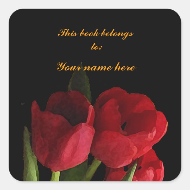 Red Tulips Bookplate (Front)
