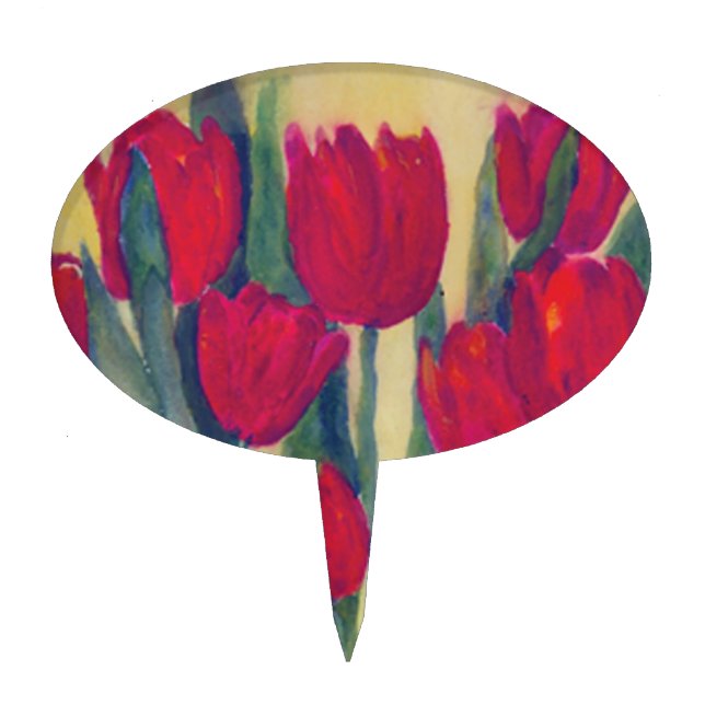 Red Tulips Cake Topper (Front)