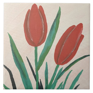 Red Tulips  Ceramic Tile