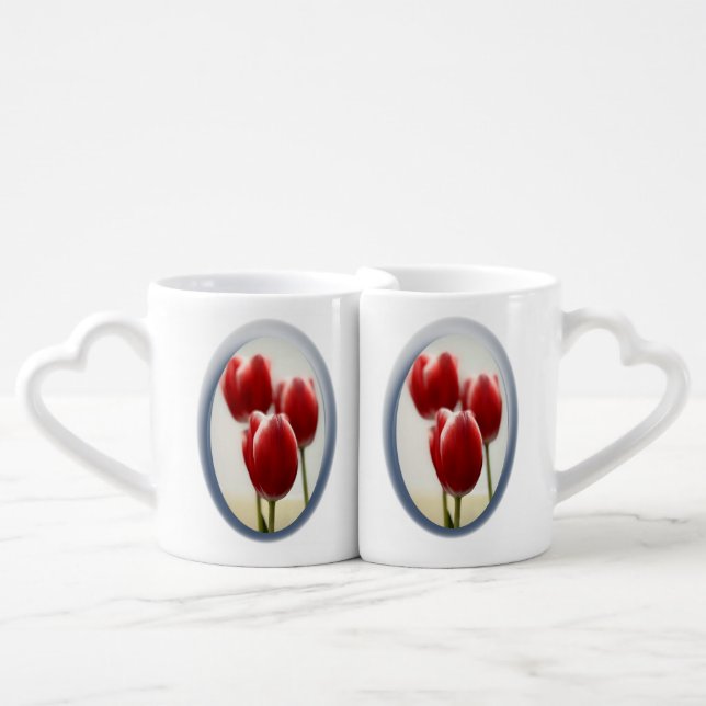 Red tulips coffee mug set (Front Nesting)