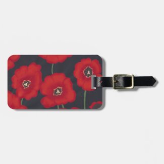 Red Tulips Collage on Black Luggage Tags