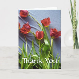Red Tulips Custom Thank You Greeting Cards