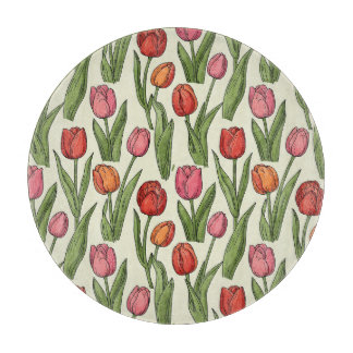 Red Tulips Cutting Board