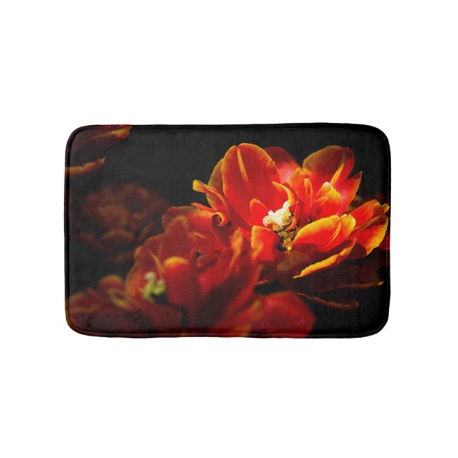 Red tulips dark background bathroom mat (Front)