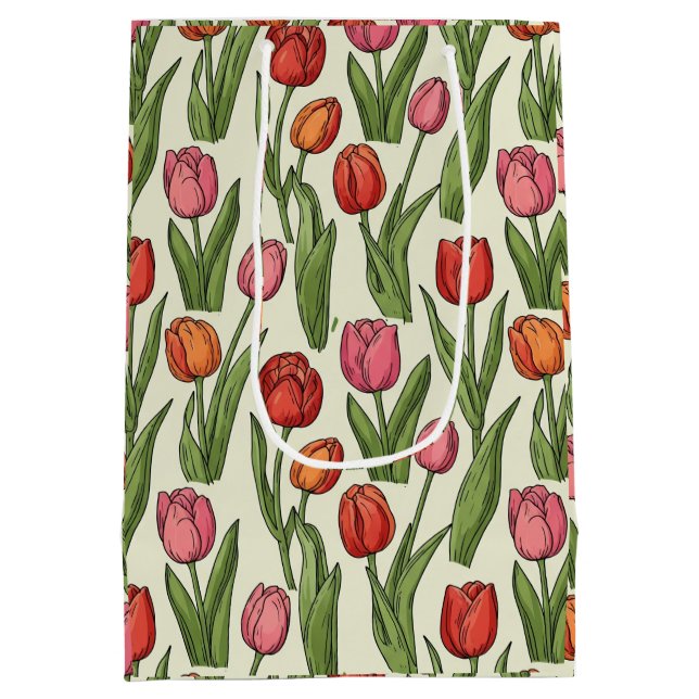 Red Tulips Design Medium Gift Bag (Back)