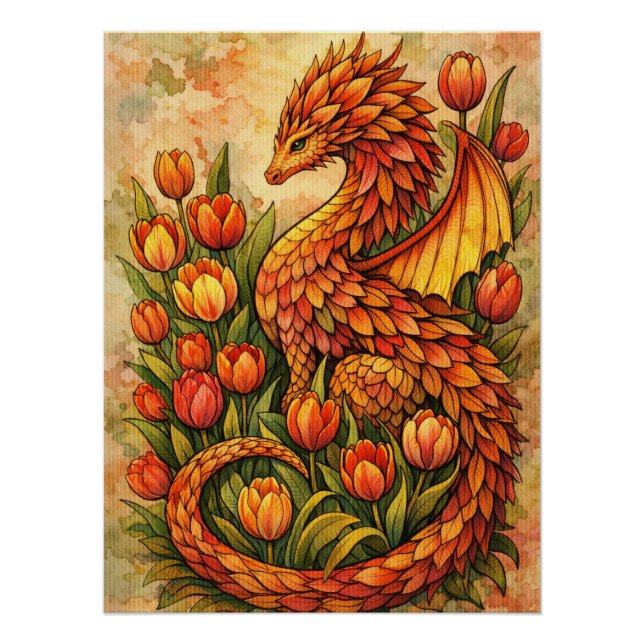 Red Tulips Dragon Spring Dragons                   Poster (Front)