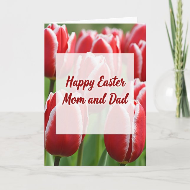 Red Tulips Easter Wishes Card (Front)