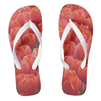 Red Tulips Field Flip Flops