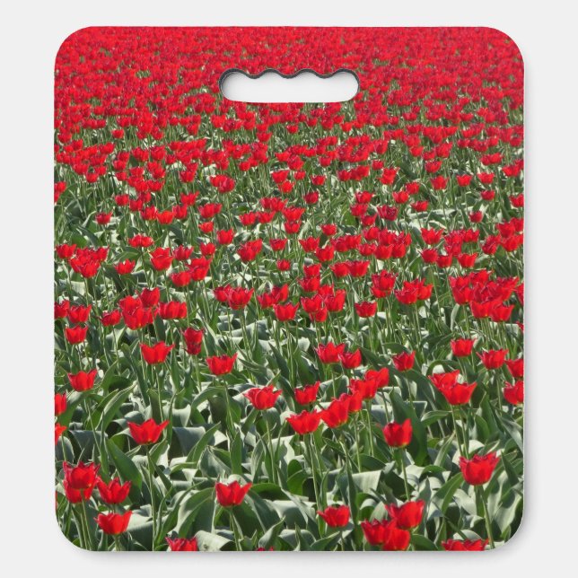 Red Tulips Field Seat Cushion (Front Vertical)