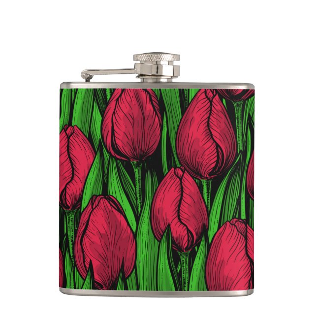 Red tulips flask (Front)