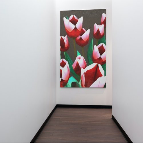 Red Tulips Floral Abstract  Canvas Print