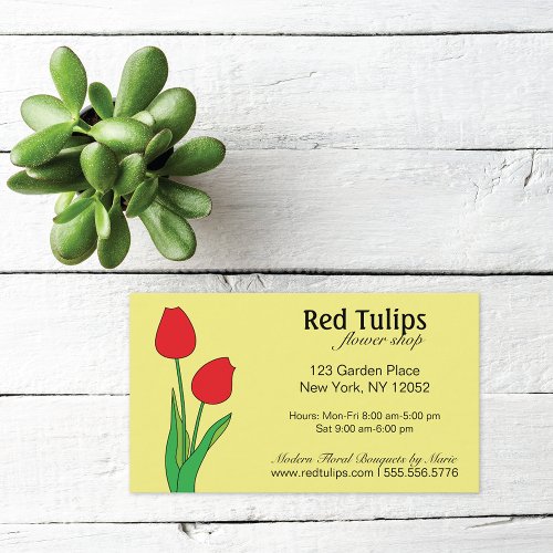 Red Tulips Flower Shop Business Card