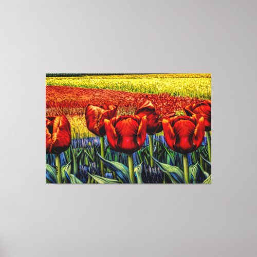 Red Tulips Flowers Canvas Print